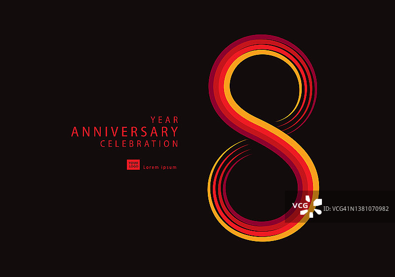 8周年红色矢量庆典标志易拉宝宣传单图片素材