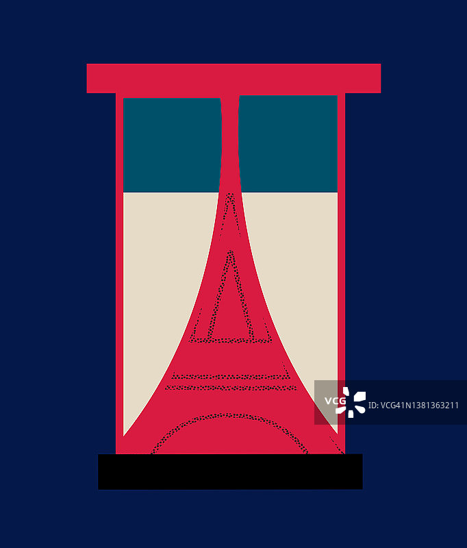 窗帘构成的埃菲尔铁塔插画图片素材