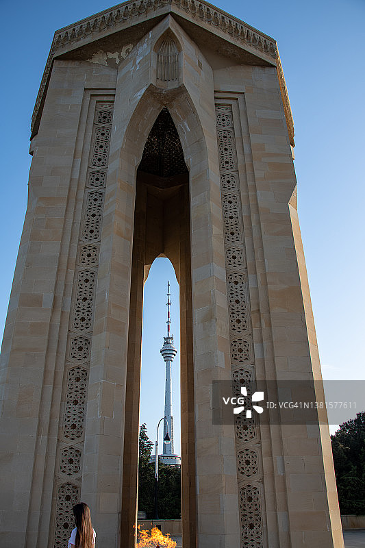 烈士纪念碑，巴库烈士巷永恒之火，阿塞拜疆图片素材