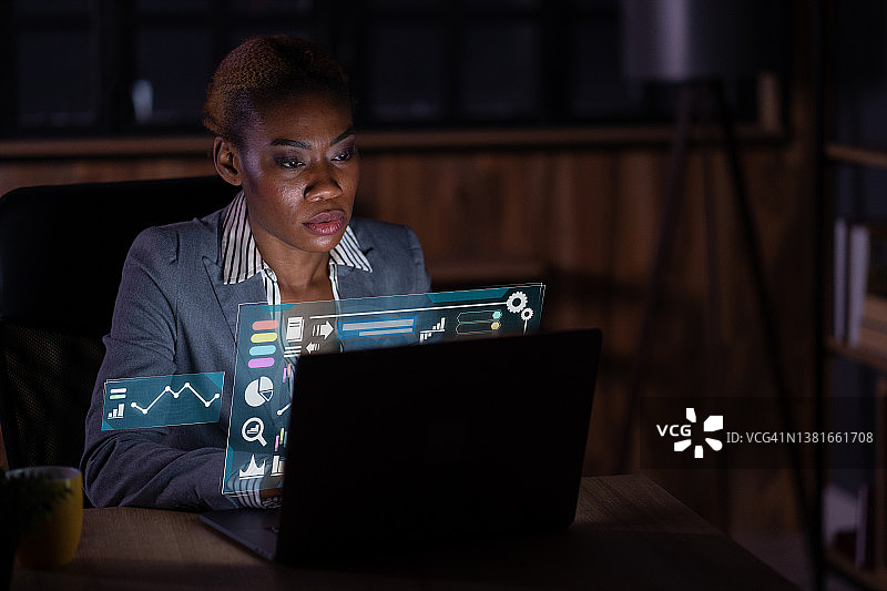 女工程师分析股票市场交易所图片素材