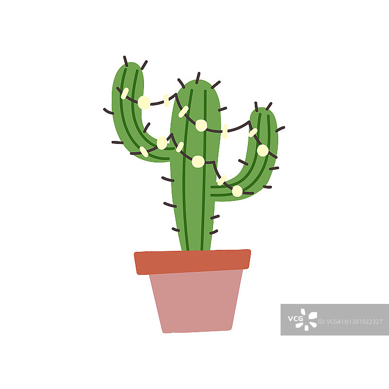 带有花环的圣诞仙人掌图片素材