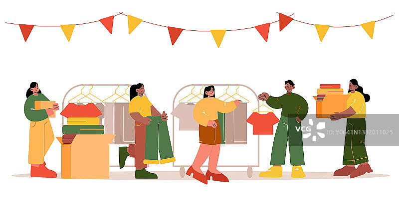 服装交换聚会，二手商店图片素材