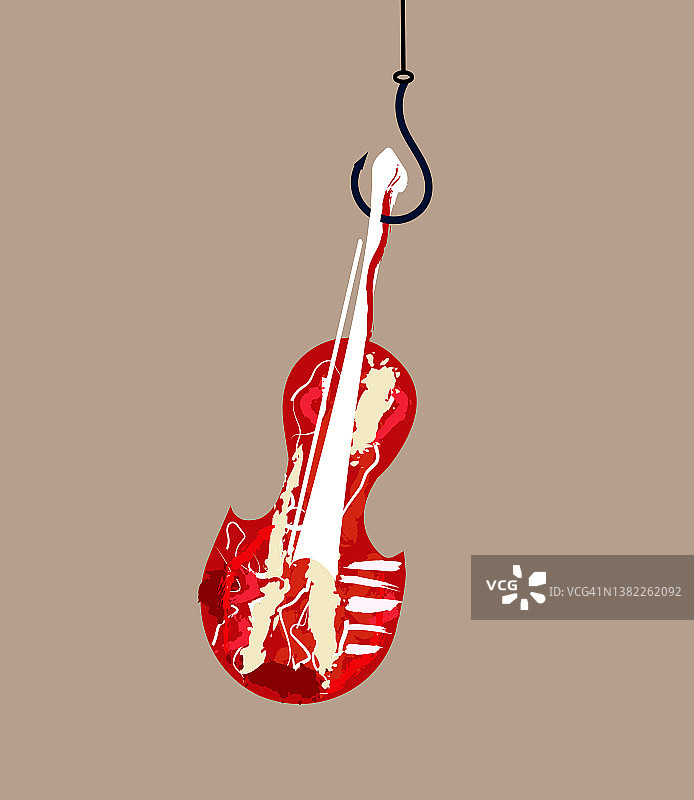 消费主义理念的吉他肉块插画图片素材