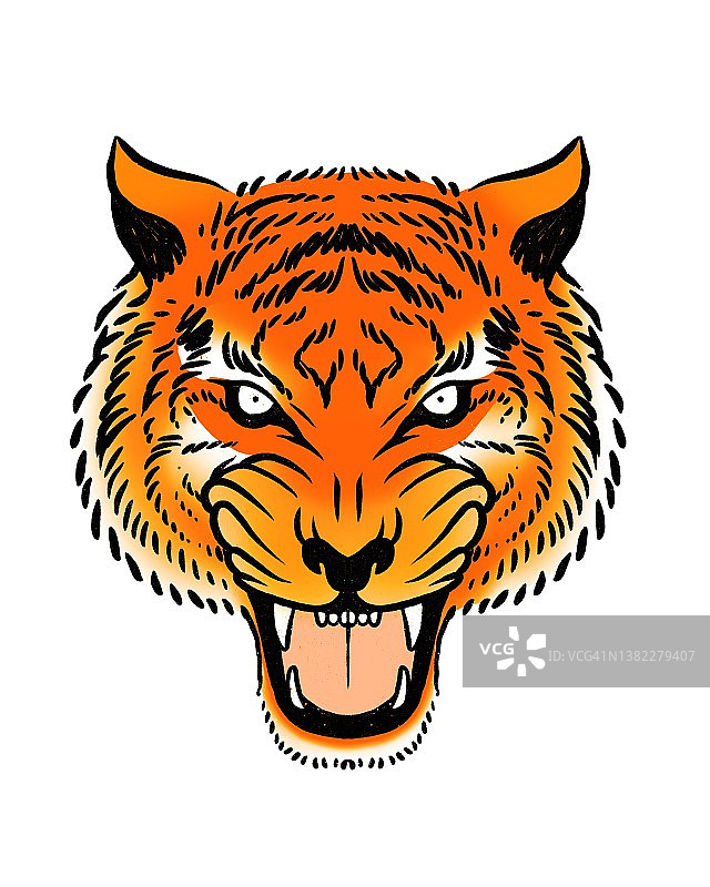 老虎咆哮头像插画图片素材