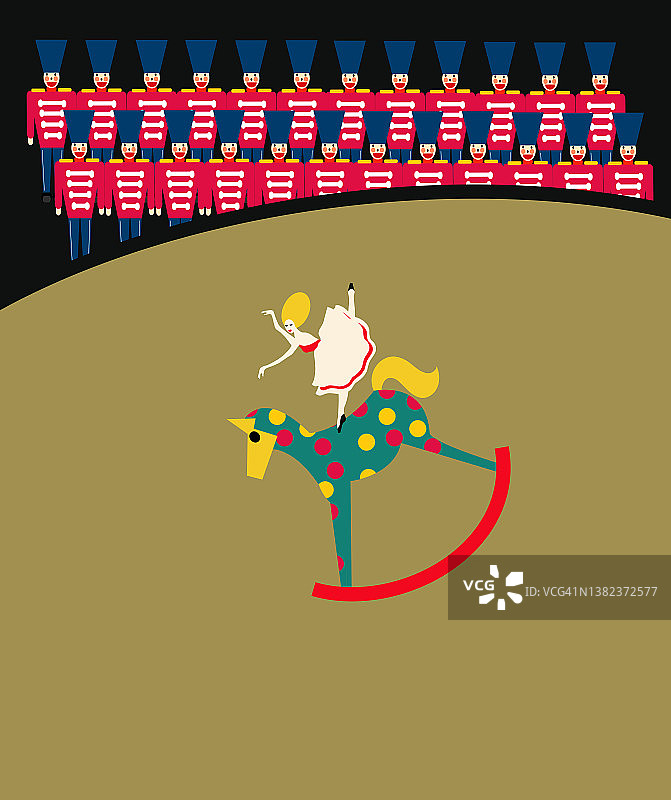 马戏团芭蕾舞演员与玩具马图片素材