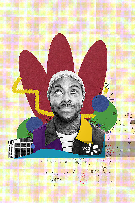 抬头看的男人拼贴图片素材