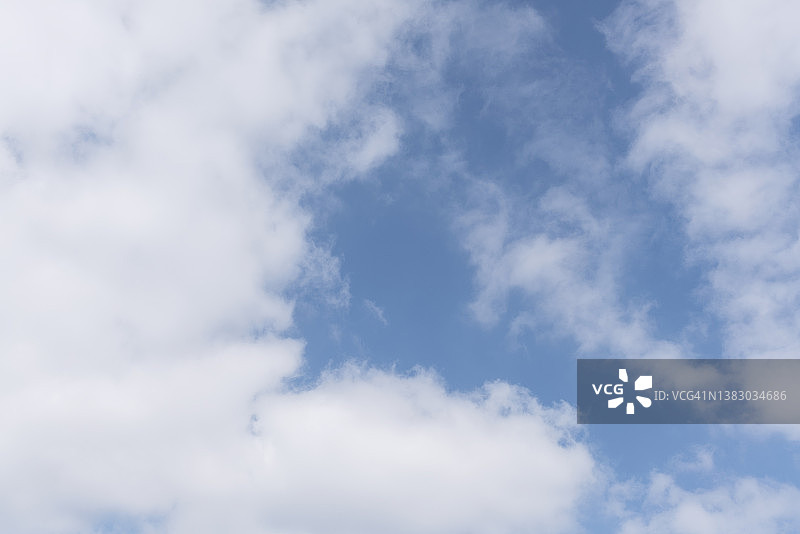蓝色的天空衬托着白色的云彩图片素材