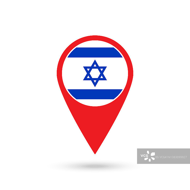 带有以色列国旗的地图指针矢量图图片素材