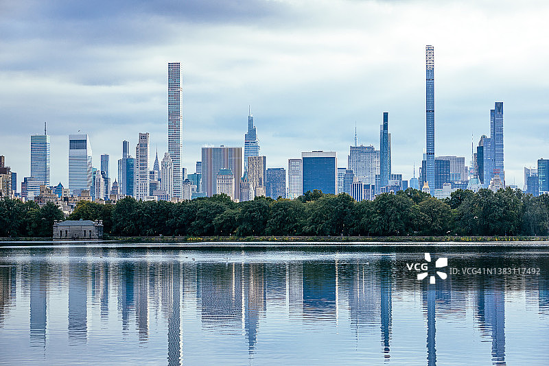 美国纽约市曼哈顿天际线和中央公园图片素材