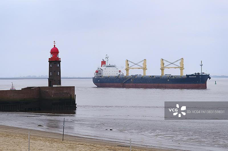 德国不来梅哈芬的灯塔图片素材