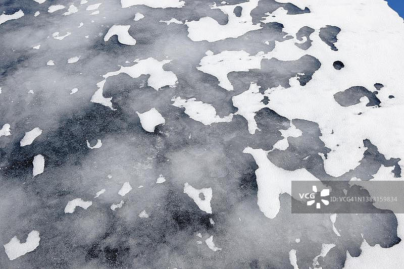 加拿大魁北克省圣劳伦斯河冰冻表面的雪图案图片素材