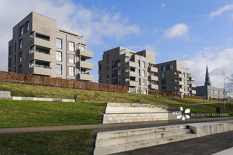德国北莱茵-威斯特法伦州吕嫩Lippewohnpark的公寓楼图片素材