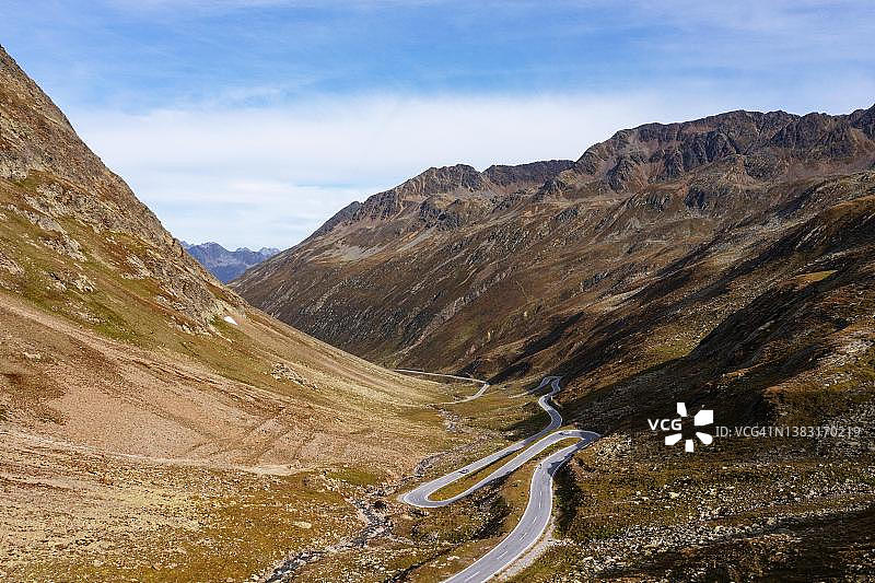 Timmelsjoch高山公路,Passo del Rombo, Pass Road之间的蒂罗尔和南蒂罗尔,Oetztal阿尔卑斯山,Oetztal,蒂罗尔,奥地利图片素材