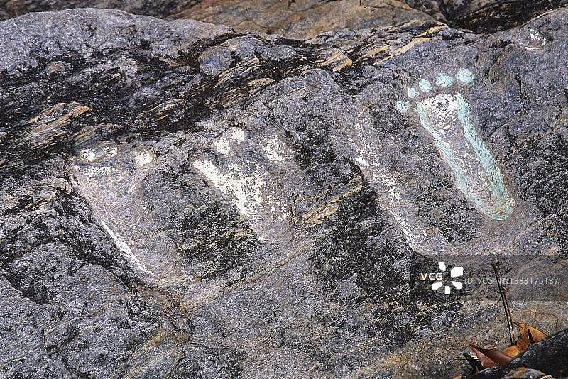 委内瑞拉卡拉沃沃州圣埃斯特万国家公园的岩画遗址图片素材