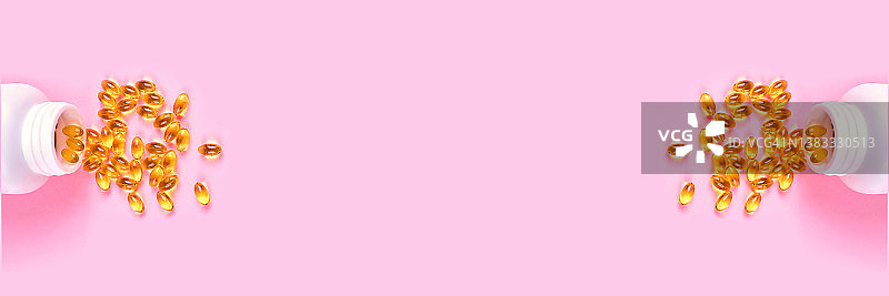粉色背景白色碗中鱼油补充剂网页banner图片素材