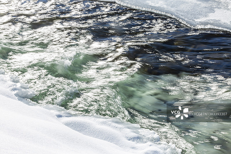 美国爱达荷州贝莱弗大伍德河沿岸的冰雪图片素材