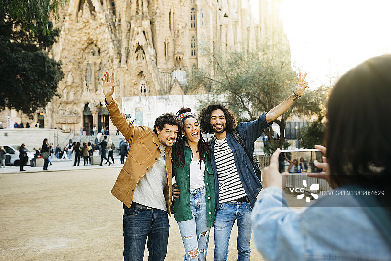 在巴塞罗那的游客图片素材