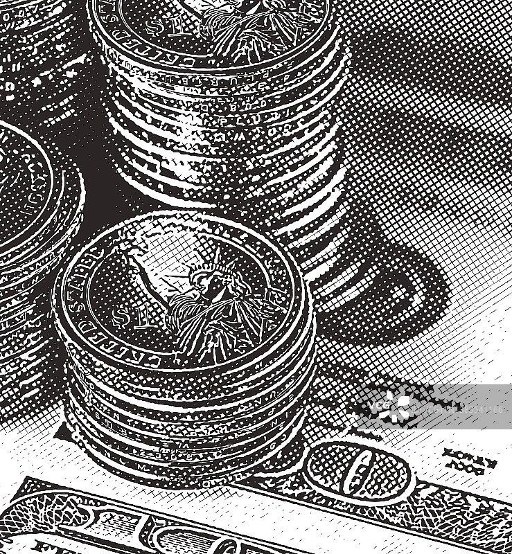 堆叠的美国金币图片素材