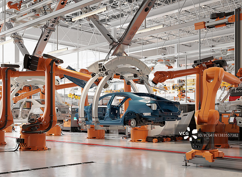自动化汽车生产线的数字生成图像图片素材