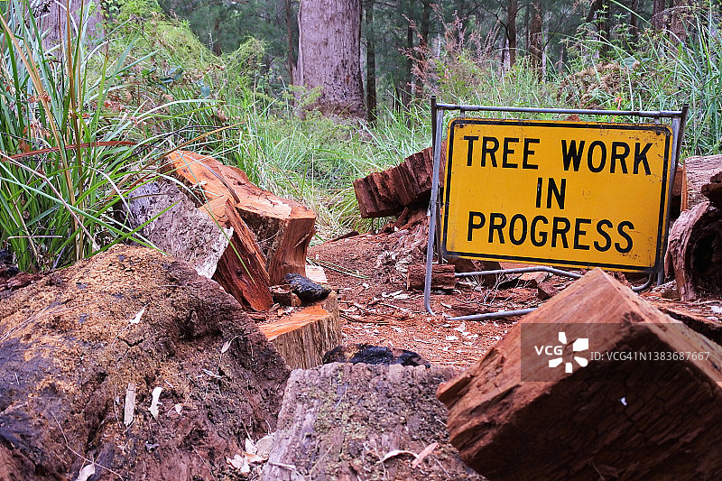 树木施工进行中标志图片素材