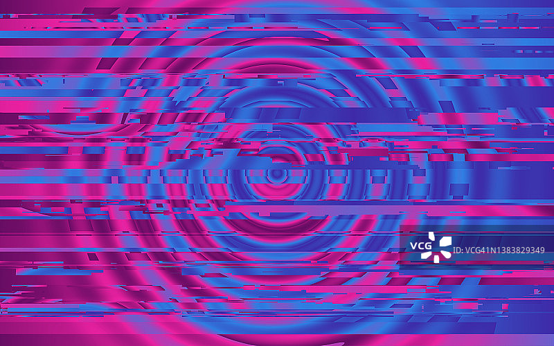 抽象霓虹动态模糊漩涡波浪曲线流体蓝紫色形状扭曲水平线故障背景图片素材