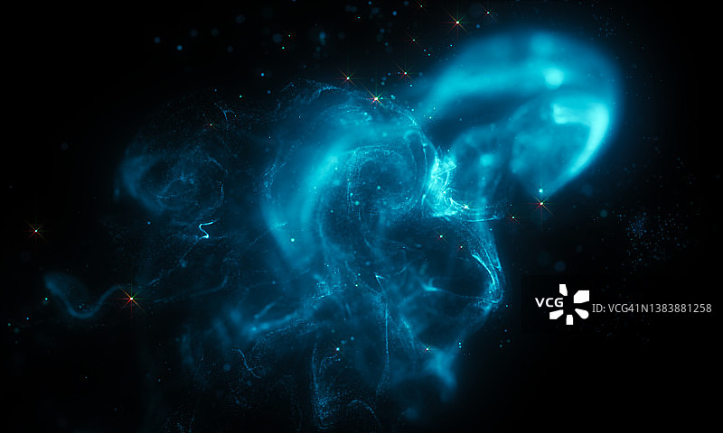 深色背景上的蓝色雾气和闪光图片素材