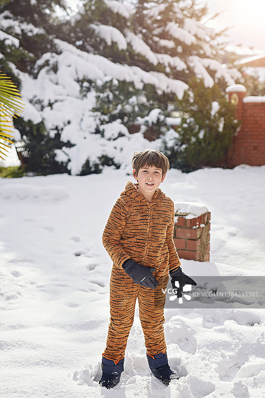 穿着老虎服装的儿童图片素材
