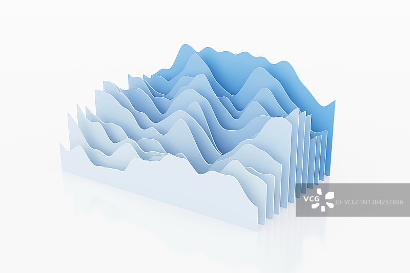 十二切片蓝色波浪条形图图片素材