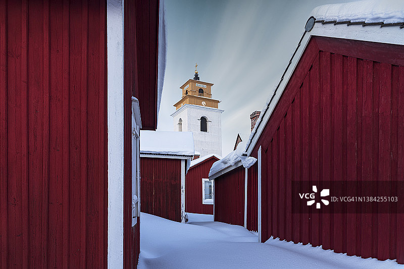 冬季的瑞典教堂镇图片素材