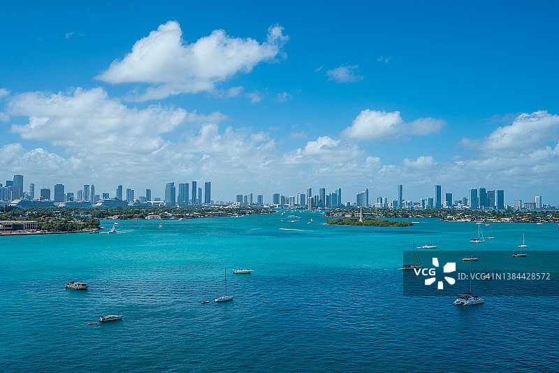 航拍：比斯坎湾 - 迈阿密海滩 - 佛罗里达州图片素材