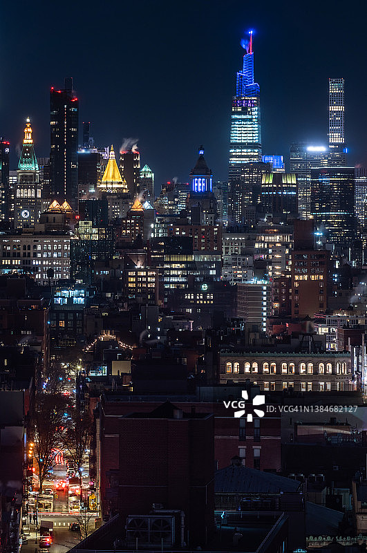 纽约曼哈顿中城夜景高角度照片图片素材