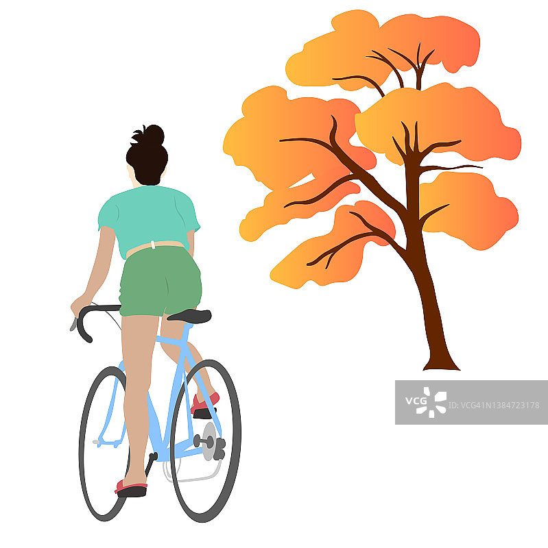 秋季骑自行车的女孩图片素材