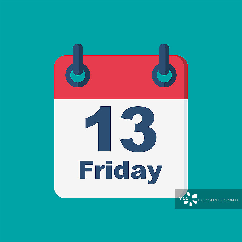 13号星期五日历扁平矢量插画设计图片素材