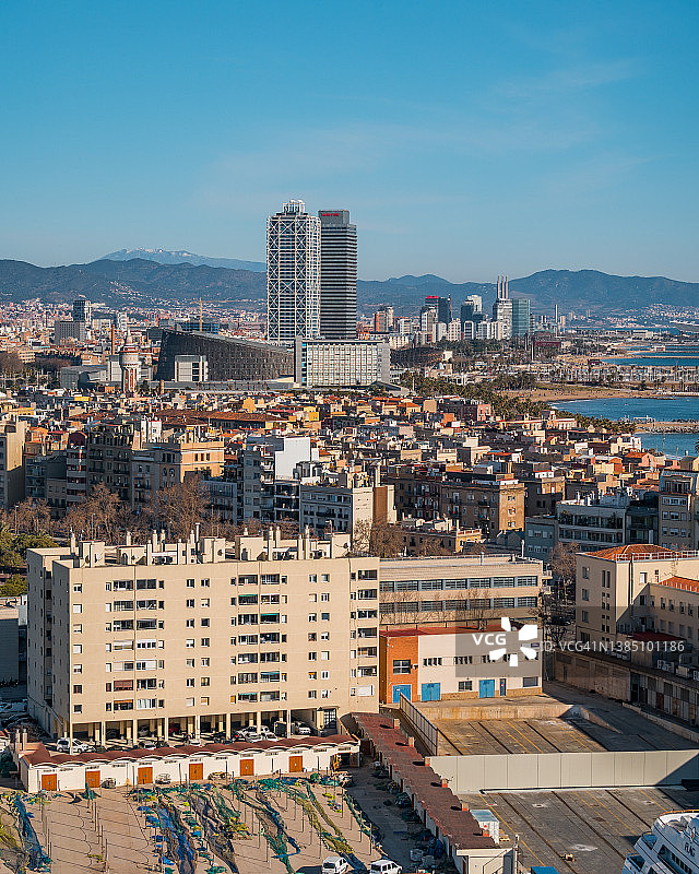 西班牙巴塞罗内塔海滩航拍图片素材