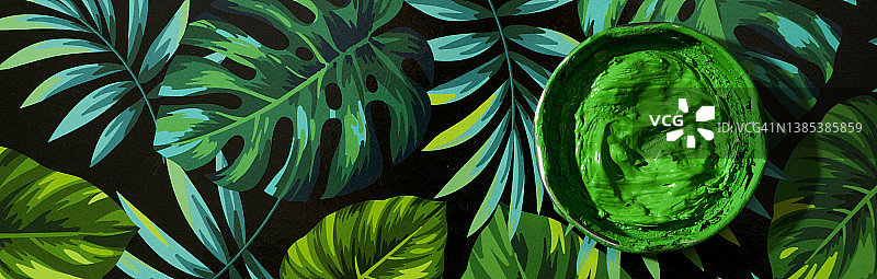 干性绿色颜料banner图片素材