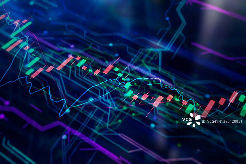 数字电路上的股票交易图片素材