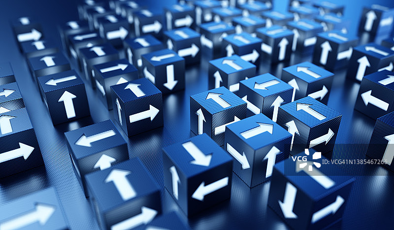 立方体上的发光箭头图片素材