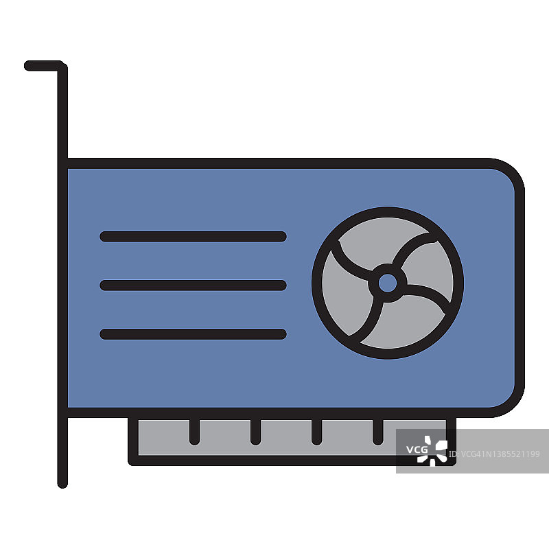 电竞和游戏显卡细线图标-可编辑描边图片素材