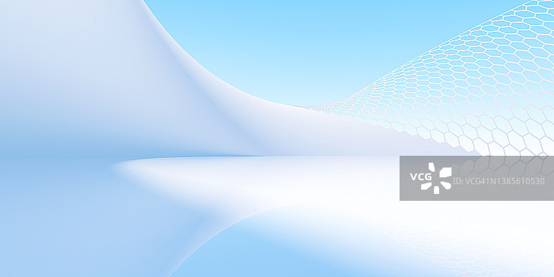 3D渲染的空瓷砖地板和抽象建筑结构图片素材