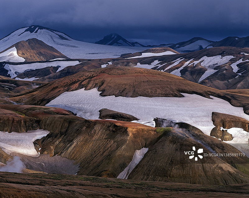 冰岛Hrafntinnusker的流纹岩山图片素材