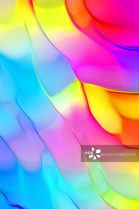 抽象斑点气泡全息彩虹渐变背景，彩色糖果抽象变形数字艺术图片素材