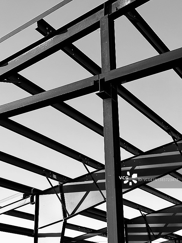德克萨斯州新建筑的黑白铁梁图片素材