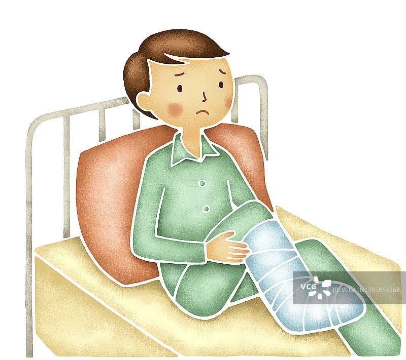 右腿上缠着绷带的男人图片素材