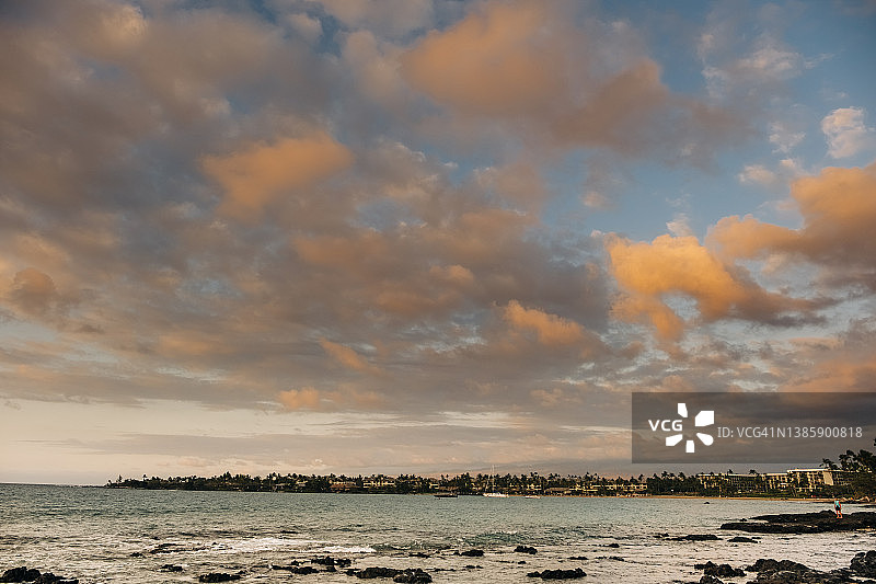 大岛怀科洛亚附近海滩的日落美景图片素材
