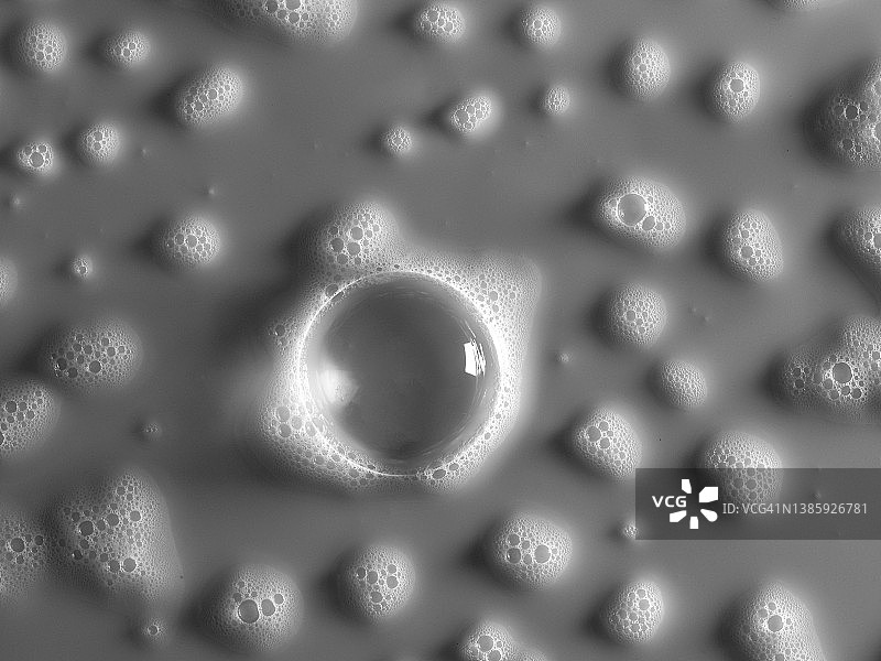 由肥皂泡形成的纹理的完整框架。图片素材
