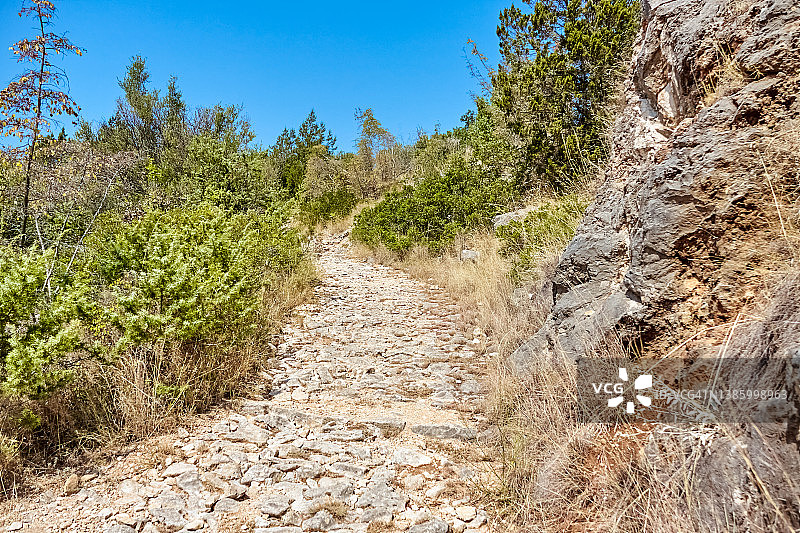 克罗地亚布拉奇岛洛兹斯卡村附近的韦利多拉克山谷的步行小路图片素材
