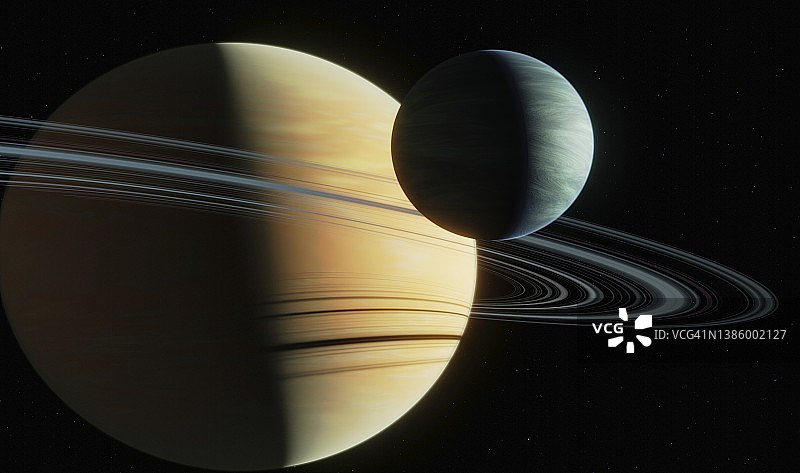 系外行星开普勒1701b及其卫星图片素材