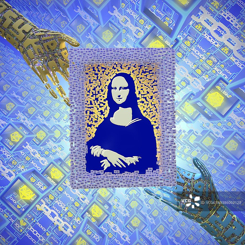 出售NFT艺术品的概念插图图片素材