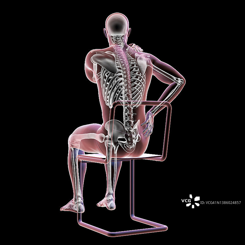 背部疼痛，概念性说明图片素材