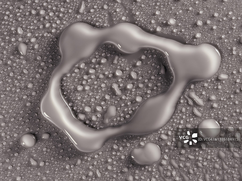 粉色背景上的水滴和水花特写图片素材